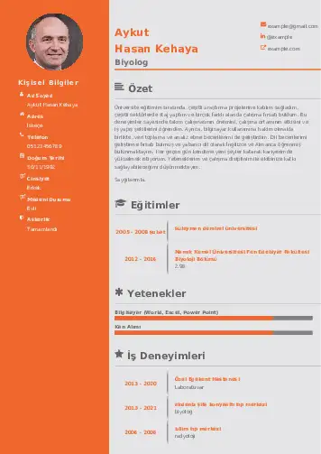 Biyolog CV Örnekleri cv indir